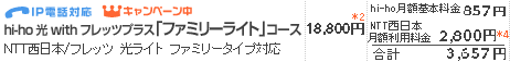【hi-ho 光 with フレッツプラス「ファミリーライト」コース】NTT西日本/フレッツ 光ライト ファミリータイプ対応